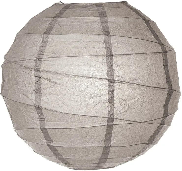 12-Pack 16 Inch Gray / Grey Free-Style Ribbing Round Paper Lantern