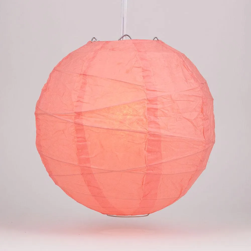 12-Pack 20 Inch Roseate / Pink Coral Free-Style Ribbing Round Paper Lantern