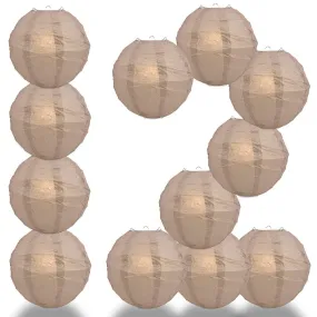 12-Pack 24 Inch Dusty Sand Rose Free-Style Ribbing Round Paper Lantern