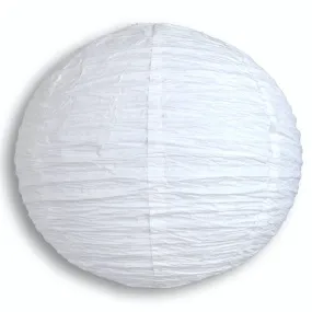 14 Inch White Round Crepe Paper Lantern, Parallel Ribbing, Chinese Hanging Wedding & Party Decoration