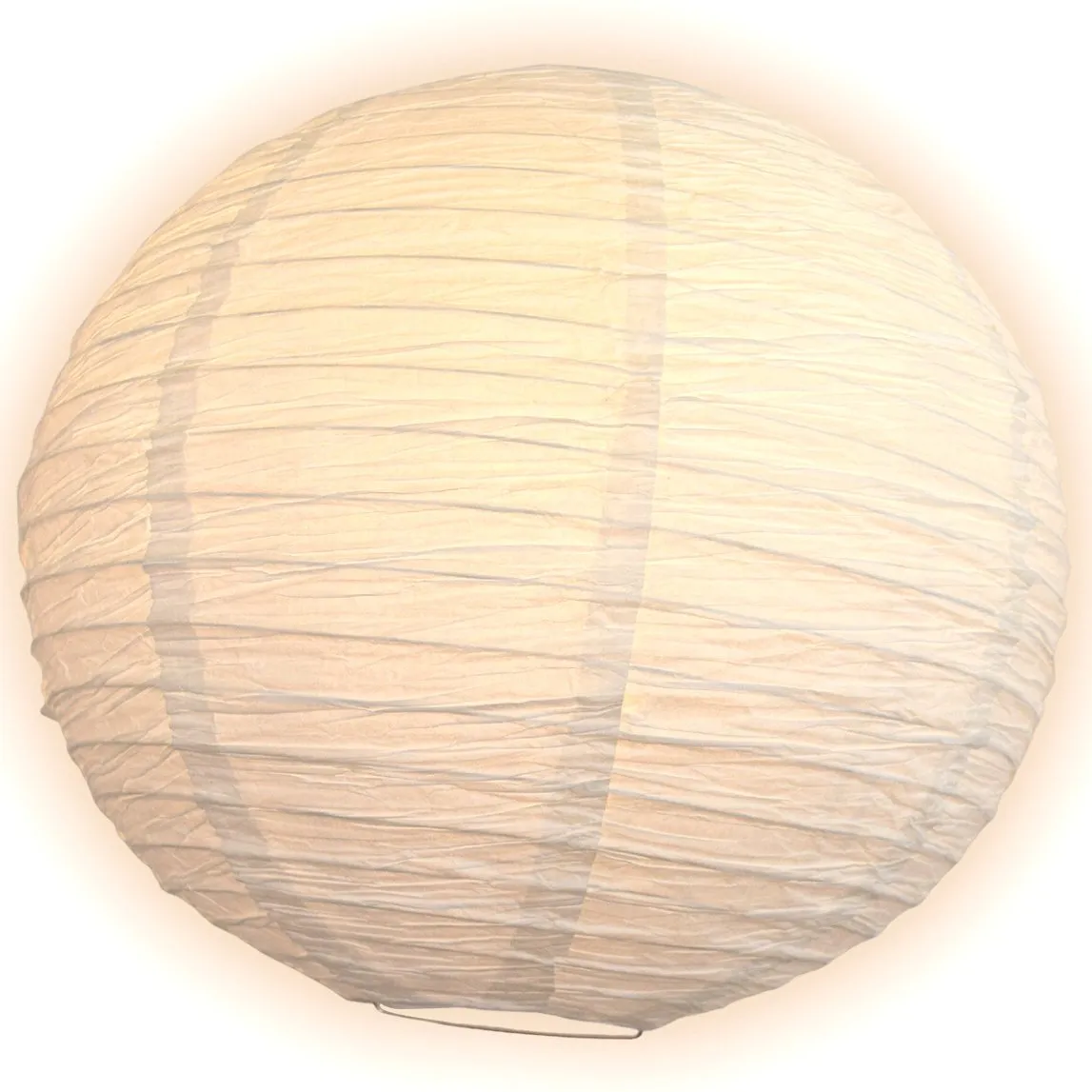 14 Inch White Round Crepe Paper Lantern, Parallel Ribbing, Chinese Hanging Wedding & Party Decoration