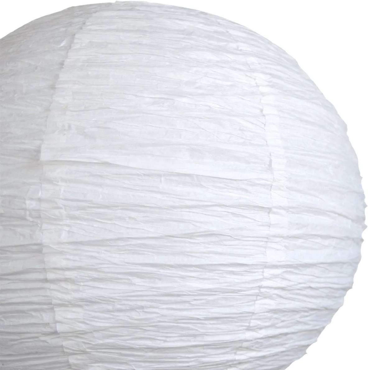 14 Inch White Round Crepe Paper Lantern, Parallel Ribbing, Chinese Hanging Wedding & Party Decoration