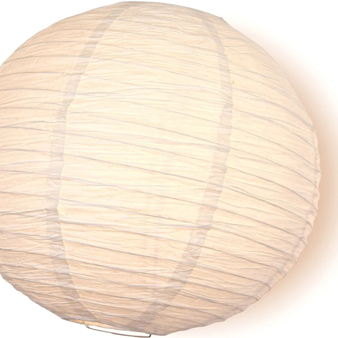 14 Inch White Round Crepe Paper Lantern, Parallel Ribbing, Chinese Hanging Wedding & Party Decoration