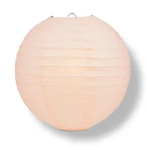 14" Rose Quartz Pink Round Paper Lantern, Even Ribbing, Chinese Hanging Decoration for Weddings and Parties