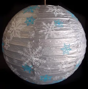 14" Silver Snowflake Christmas Holiday Paper Lantern