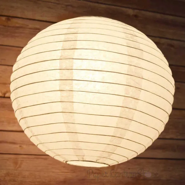 16 Inch White Round Paper Lantern, Parallel Ribbing, Chinese Hanging Wedding & Party Decoration