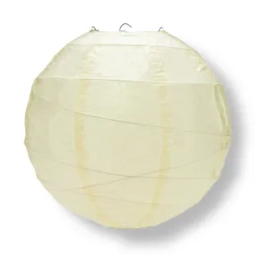 16" Ivory Round Paper Lantern, Crisscross Ribbing, Hanging Decoration