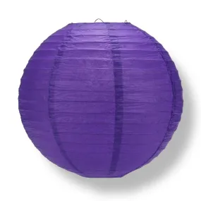 16" Plum Purple Round Paper Lantern, Even Ribbing, Hanging Decoration