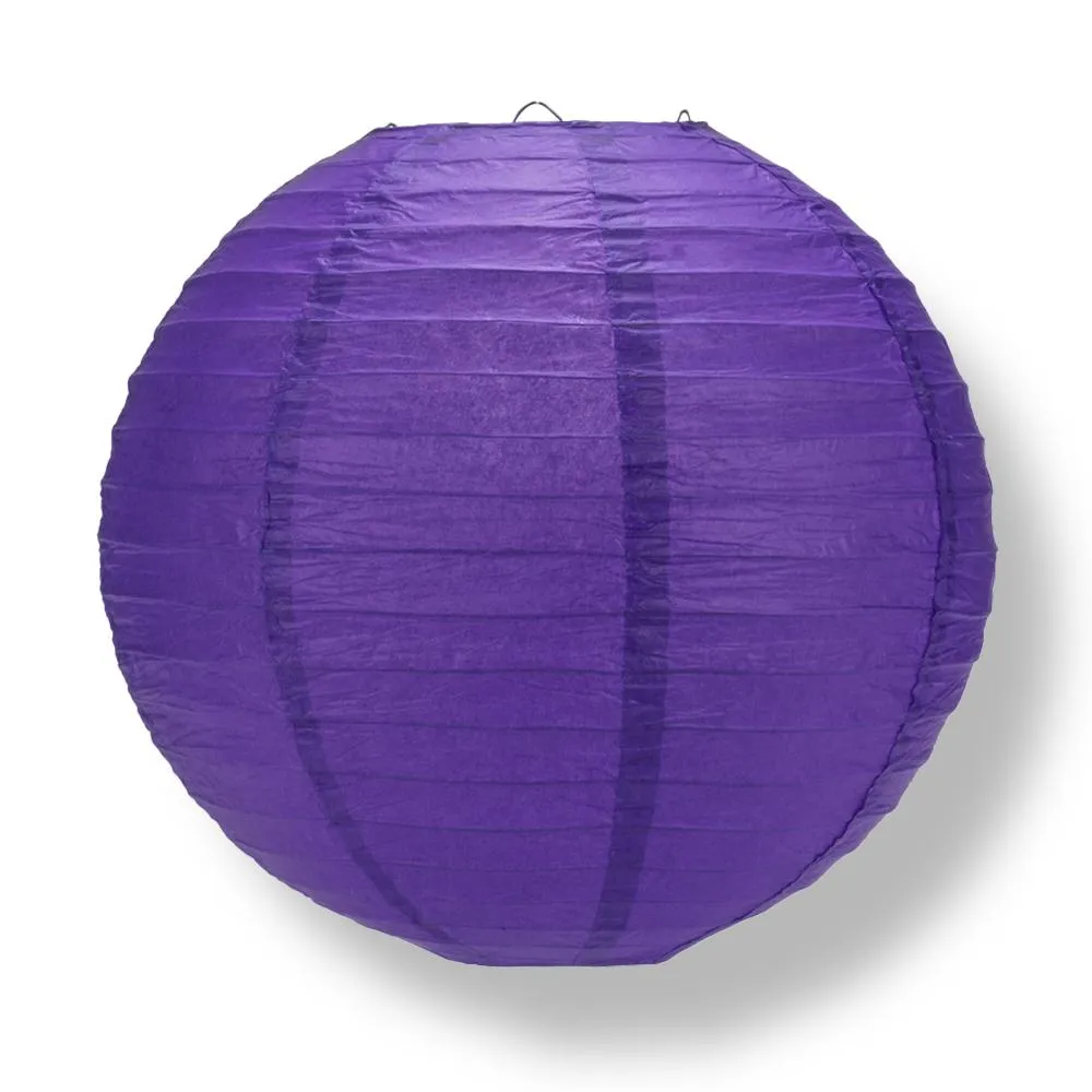 16" Plum Purple Round Paper Lantern, Even Ribbing, Hanging Decoration