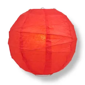 16" Red Round Paper Lantern, Crisscross Ribbing, Chinese Hanging Wedding & Party Decoration