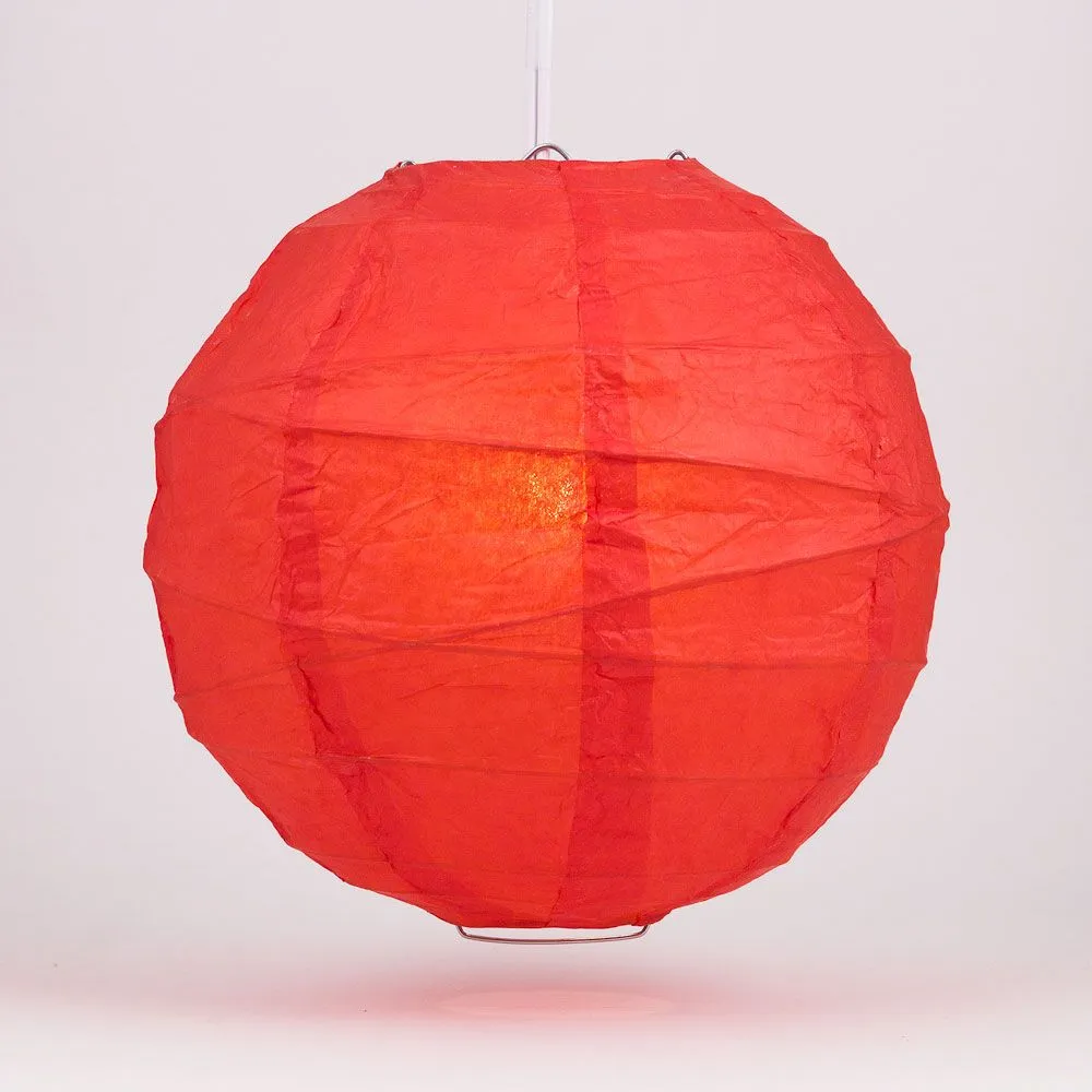 16" Red Round Paper Lantern, Crisscross Ribbing, Chinese Hanging Wedding & Party Decoration