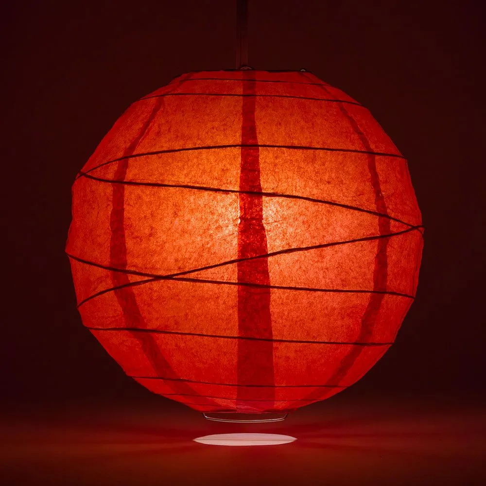 16" Red Round Paper Lantern, Crisscross Ribbing, Chinese Hanging Wedding & Party Decoration