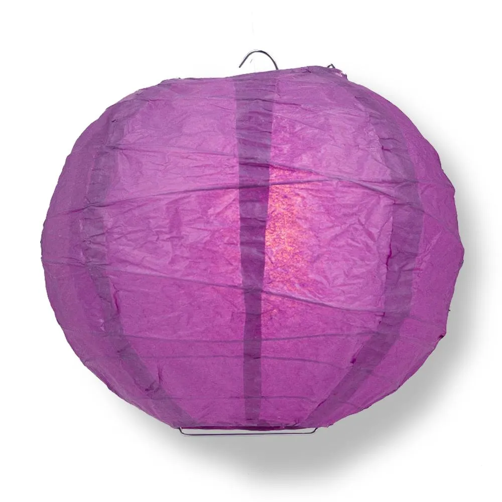 16" Violet / Orchid Round Paper Lantern, Crisscross Ribbing, Chinese Hanging Wedding & Party Decoration