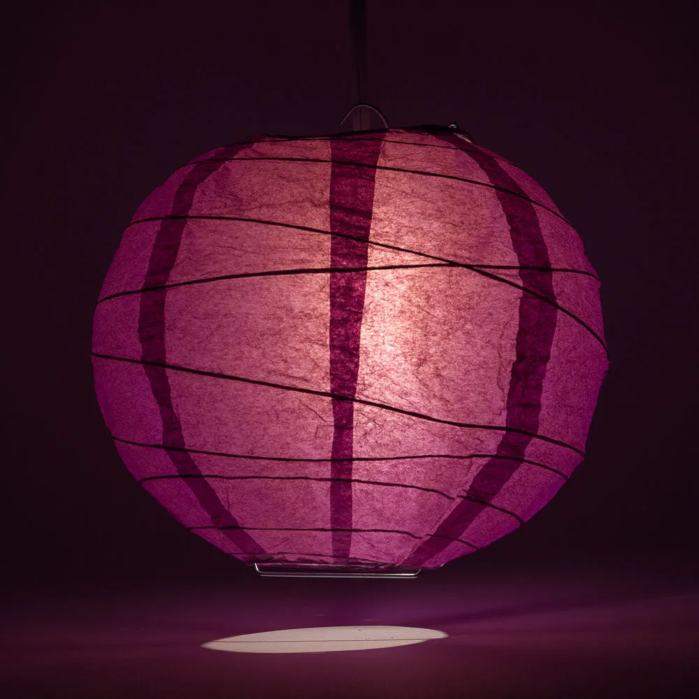 16" Violet / Orchid Round Paper Lantern, Crisscross Ribbing, Chinese Hanging Wedding & Party Decoration