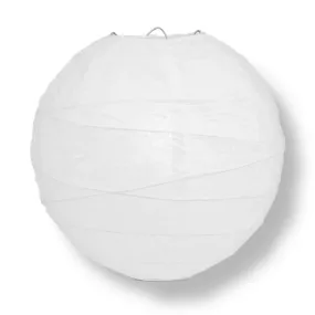 16" White Round Paper Lantern, Crisscross Ribbing, Chinese Hanging Wedding & Party Decoration