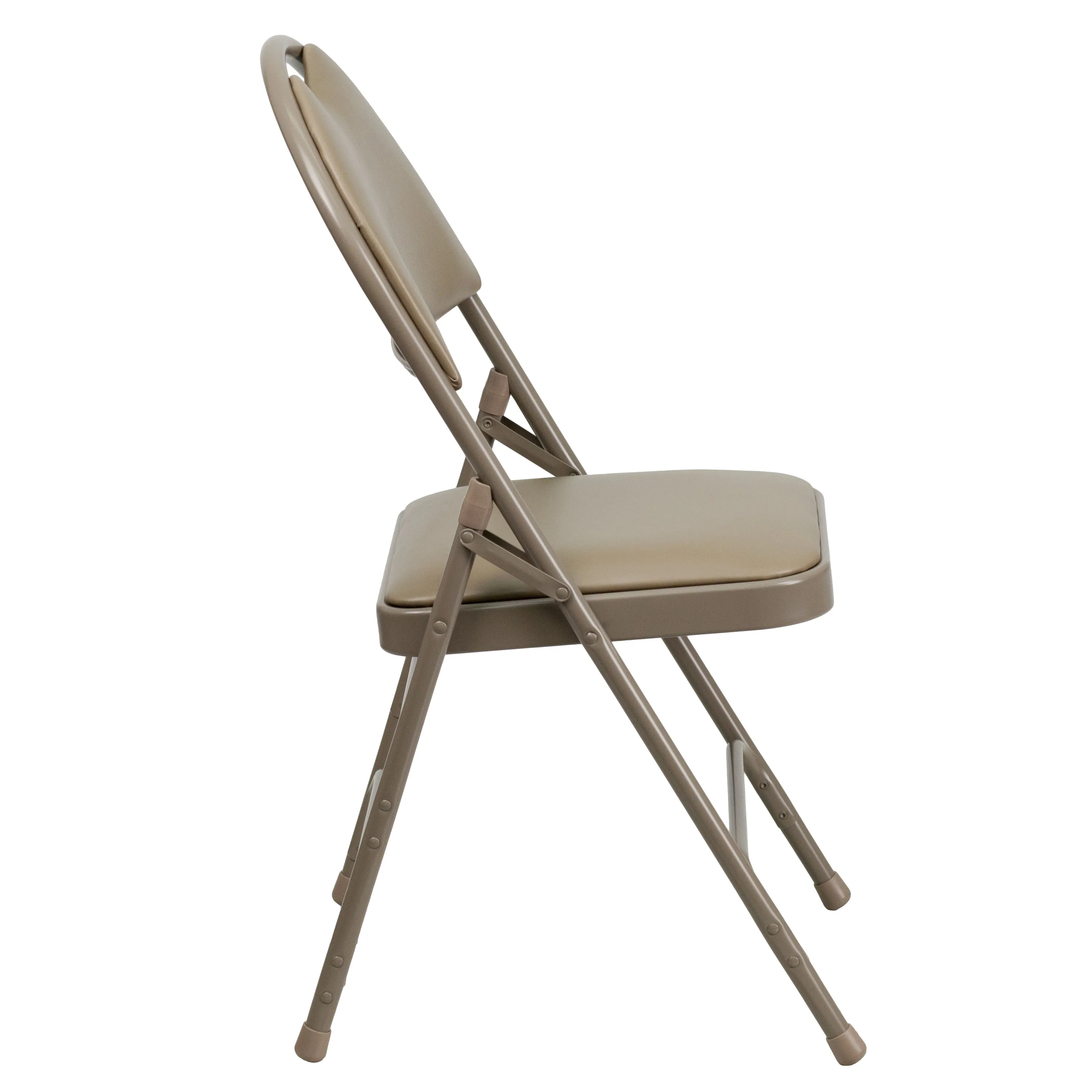 2 Pack HERCULES Series Ultra-Premium Triple Braced Beige Vinyl Metal Folding Chair with Easy-Carry Handle