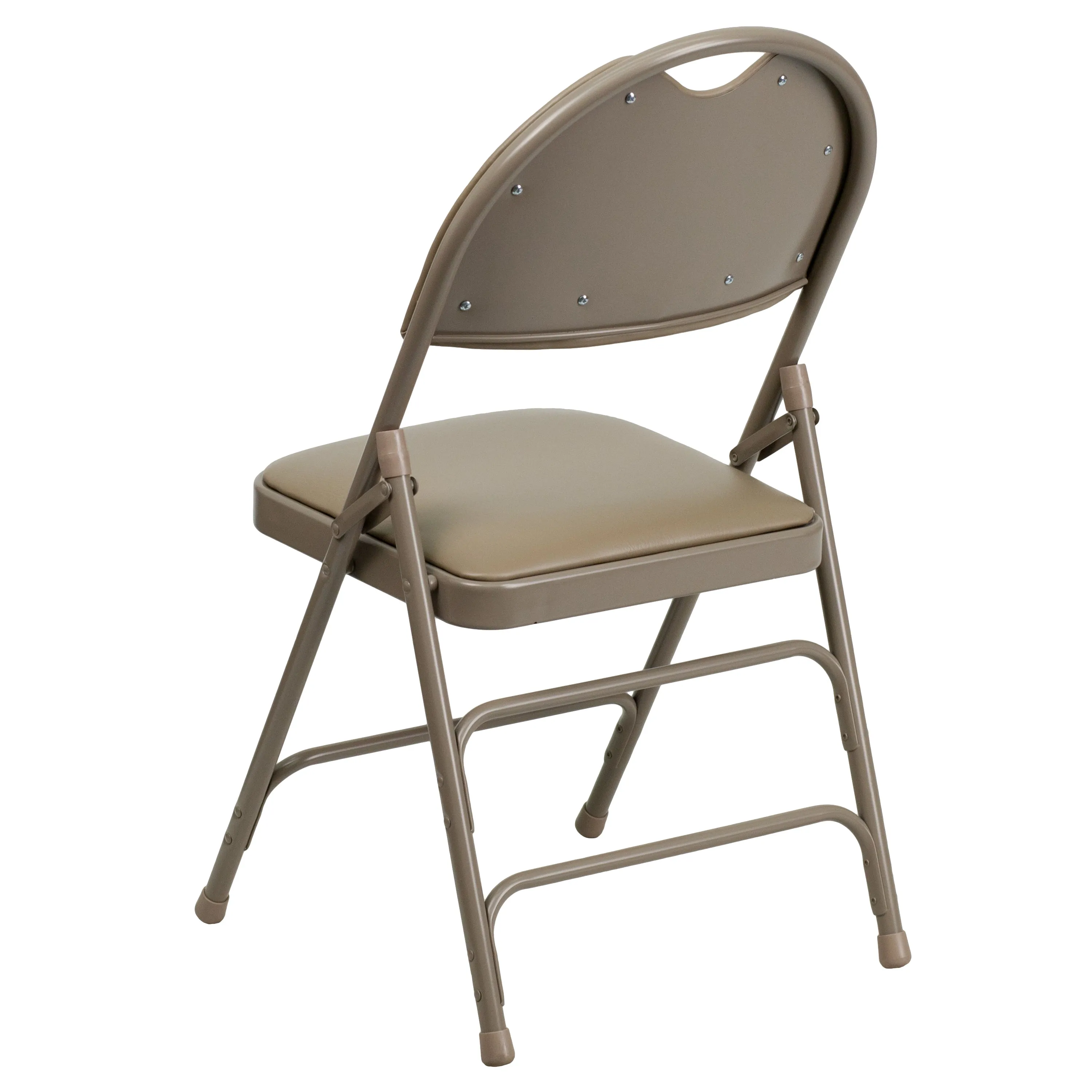 2 Pack HERCULES Series Ultra-Premium Triple Braced Beige Vinyl Metal Folding Chair with Easy-Carry Handle
