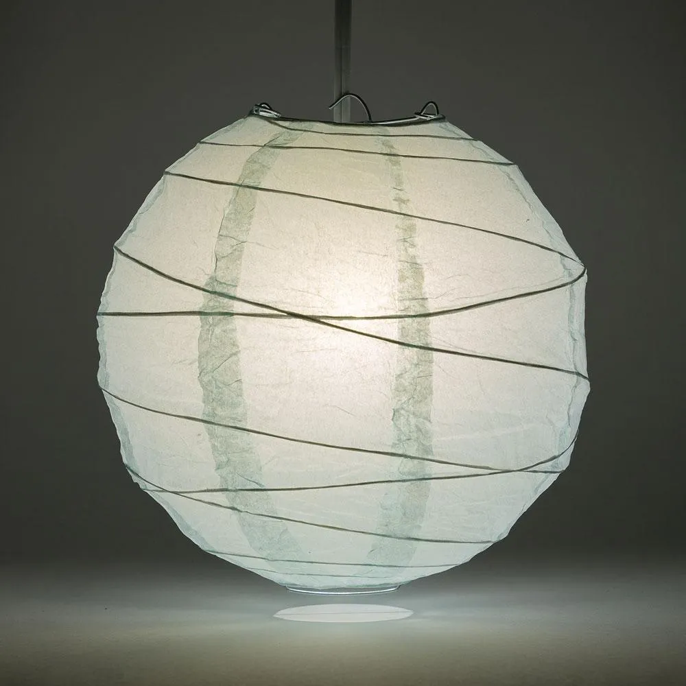 20" Arctic Spa Blue Round Paper Lantern, Irregular Ribbed, Chinese Hanging Wedding & Party Decoration