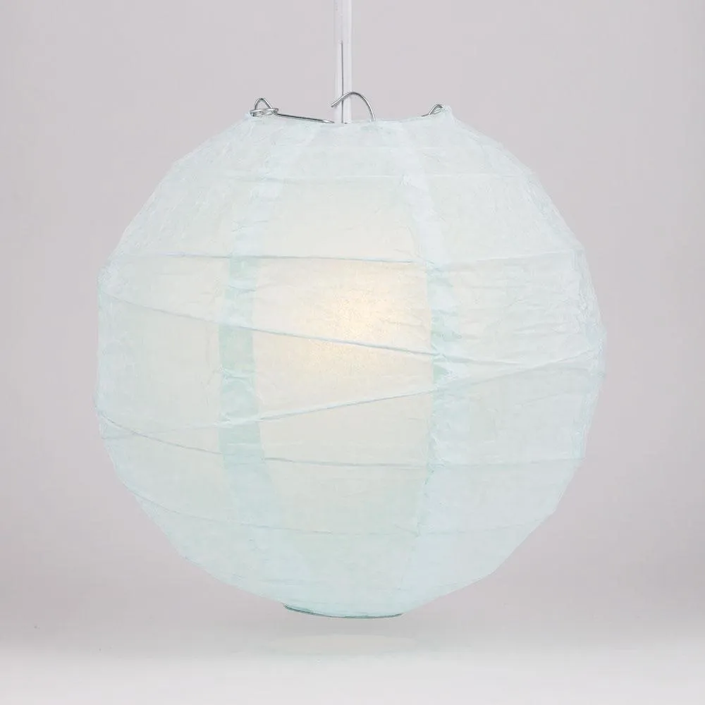 20" Arctic Spa Blue Round Paper Lantern, Irregular Ribbed, Chinese Hanging Wedding & Party Decoration