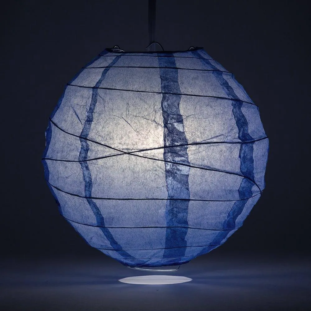20" Tahiti Teal Round Paper Lantern, Crisscross Ribbing, Chinese Hanging Wedding & Party Decoration