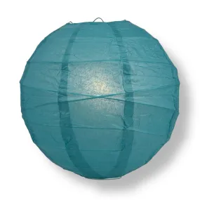 20" Tahiti Teal Round Paper Lantern, Crisscross Ribbing, Chinese Hanging Wedding & Party Decoration