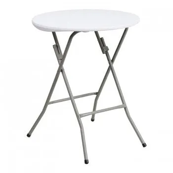 24'' ROUND GRANITE WHITE PLASTIC FOLDING TABLE [DAD-YCZ-80R-1-SM-GW-GG]