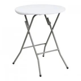 24'' ROUND GRANITE WHITE PLASTIC FOLDING TABLE [DAD-YCZ-80R-1-SM-GW-GG]