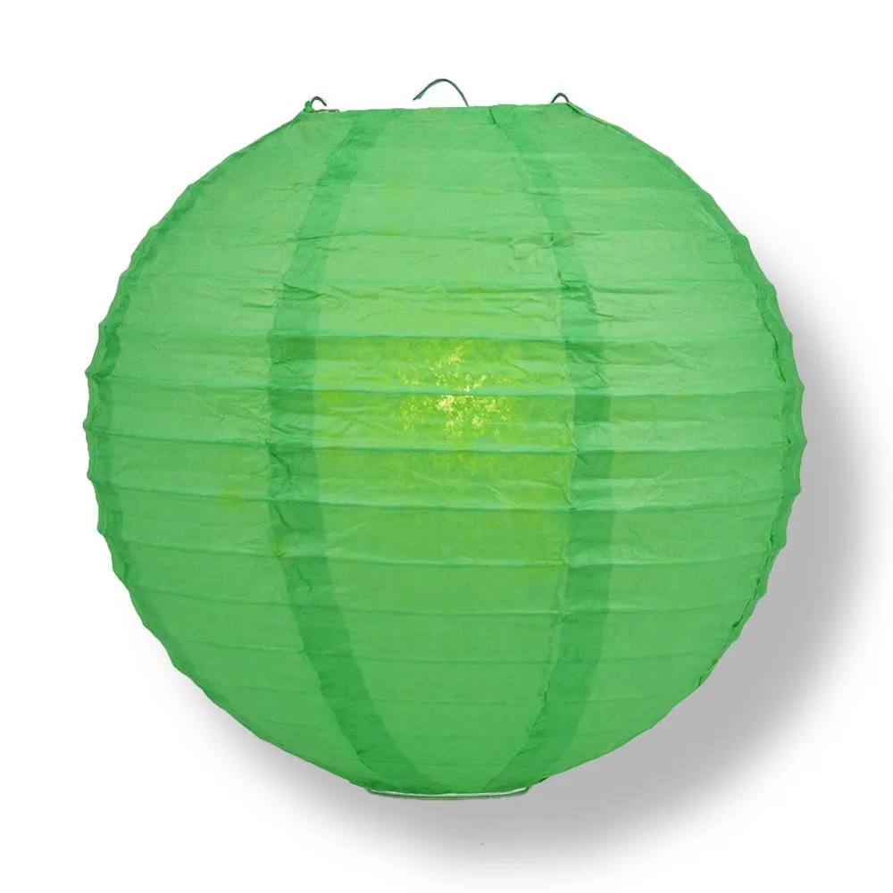 24" Emerald Green Round Paper Lantern, Even Ribbing, Chinese Hanging Wedding & Party Decoration