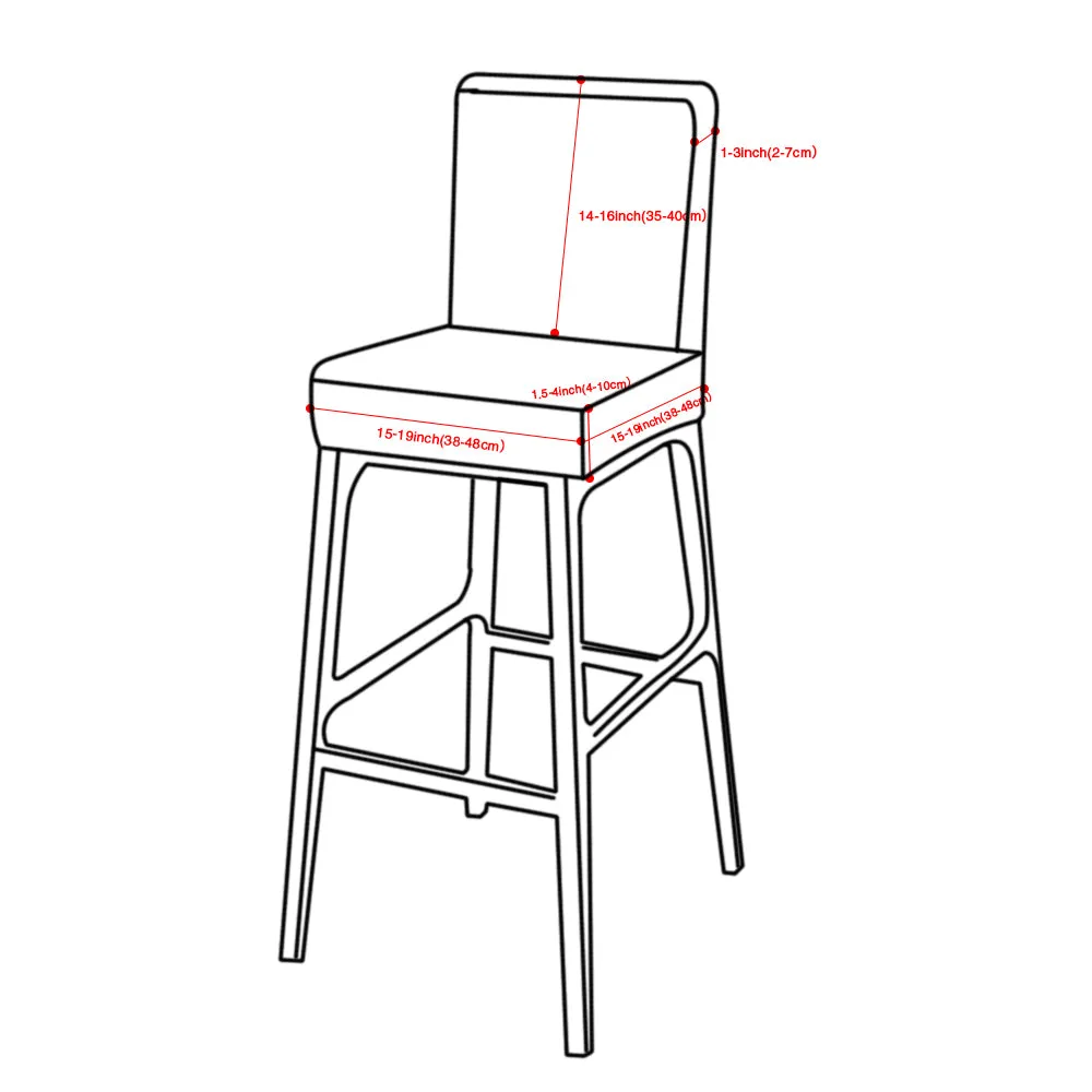 2Pcs Cafe Bar Stool Jacquard Covers Stretch Dining Room Armless Chair Slipcovers Beige