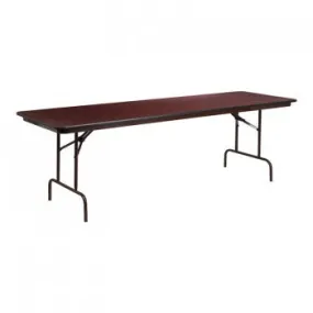 30'' X 96'' RECTANGULAR MAHOGANY MELAMINE LAMINATE FOLDING BANQUET TABLE [YT-3096-MEL-WAL-GG]