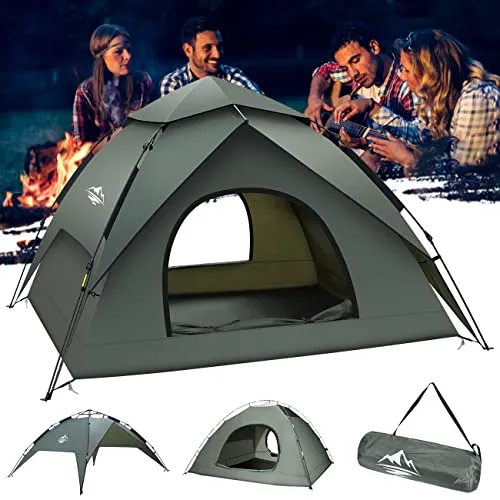 4-5people Tents for Camping with Shelter, Family Dome Tent with Removable Rainfly, Lightweight Tent for Camping, Traveling, Hiking, Outdoor (4-5 Person Instant)