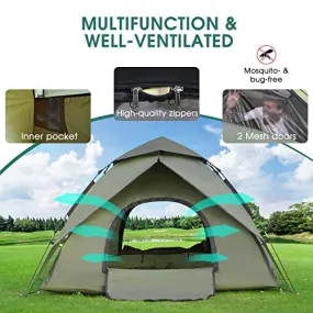 4-5people Tents for Camping with Shelter, Family Dome Tent with Removable Rainfly, Lightweight Tent for Camping, Traveling, Hiking, Outdoor (4-5 Person Instant)