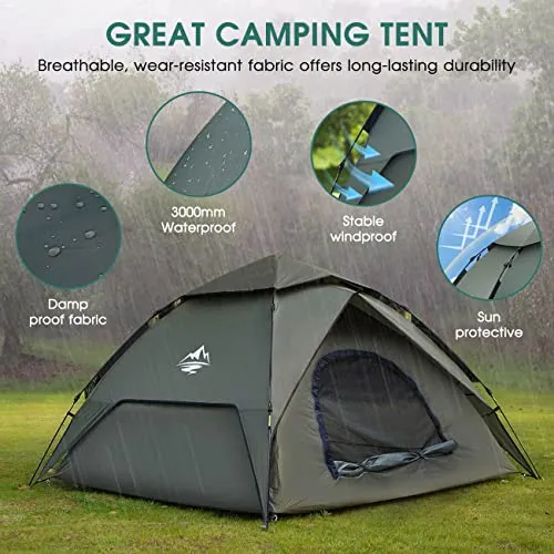 4-5people Tents for Camping with Shelter, Family Dome Tent with Removable Rainfly, Lightweight Tent for Camping, Traveling, Hiking, Outdoor (4-5 Person Instant)