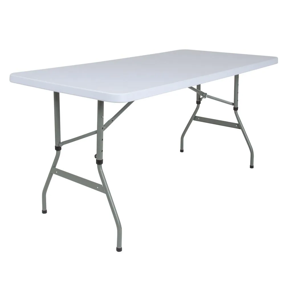 4.93-Foot Height Adjustable Granite White Plastic Folding Table By Flash Furniture