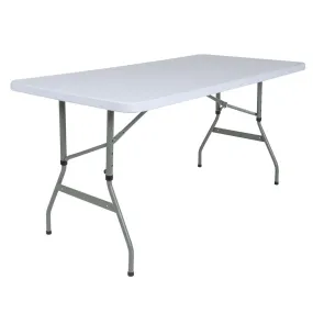 4.93-Foot Height Adjustable Granite White Plastic Folding Table By Flash Furniture