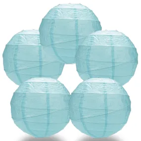 5 PACK | 12"  Baby Blue Crisscross Ribbing, Hanging Paper Lanterns