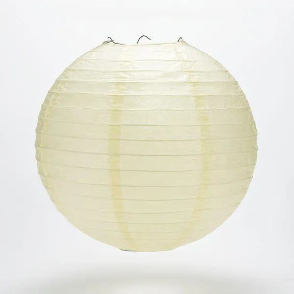5 PACK | 12" Ivory Even Ribbing Round Paper Lanterns
