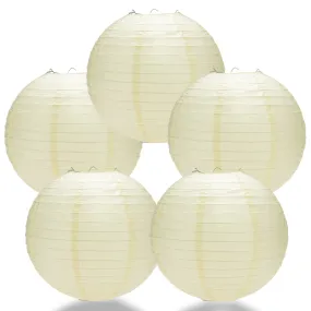 5 PACK | 12" Ivory Even Ribbing Round Paper Lanterns