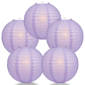 5 PACK | 12" Lavender Even Ribbing Round Paper Lanterns
