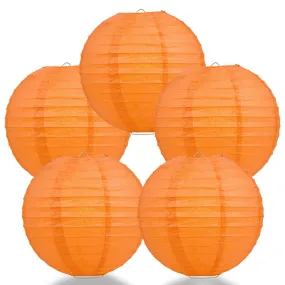5 PACK | 12" Persimmon Orange Even Ribbing Round Paper Lanterns