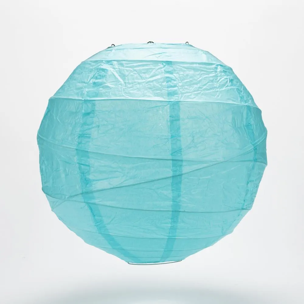 5-PACK 20" Baby Blue Round Paper Lantern, Crisscross Ribbing, Hanging Decoration
