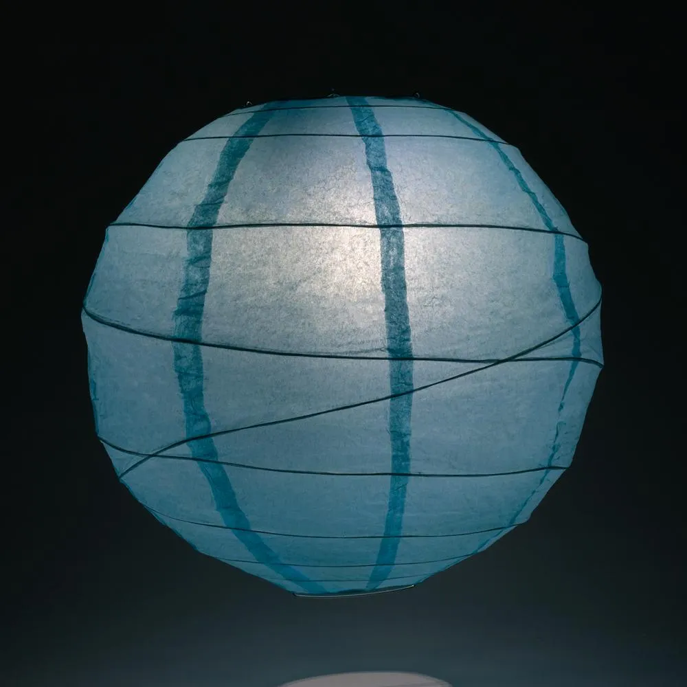 5-PACK 20" Baby Blue Round Paper Lantern, Crisscross Ribbing, Hanging Decoration
