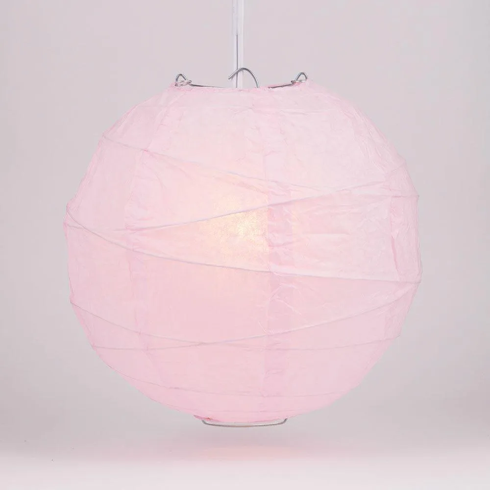 5-PACK 20" Pink Round Paper Lantern, Crisscross Ribbing, Chinese Hanging Wedding & Party Decoration