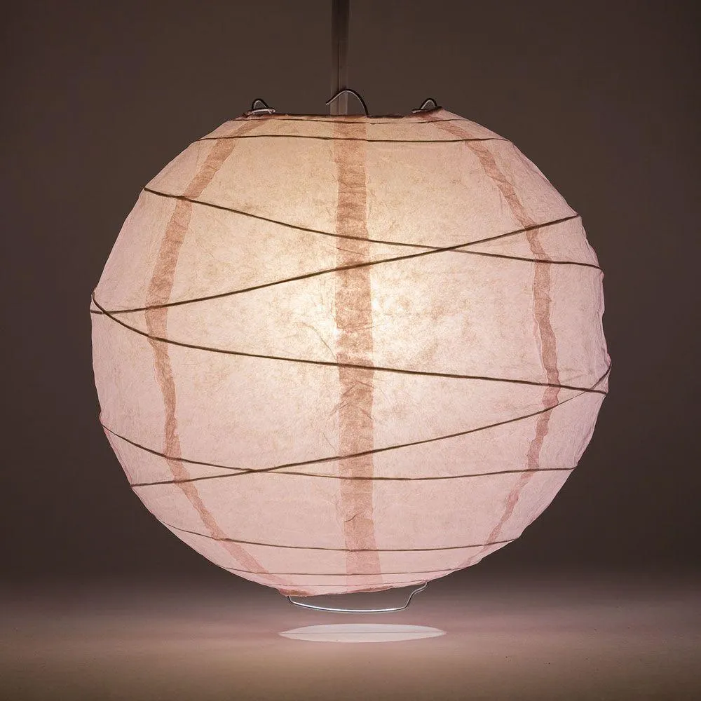 5-PACK 20" Pink Round Paper Lantern, Crisscross Ribbing, Chinese Hanging Wedding & Party Decoration