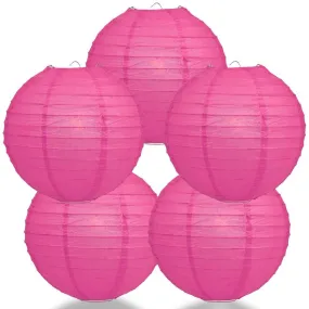 5-PACK 28" Fuchsia / Hot Pink Jumbo Round Paper Lantern, Even Ribbing, Chinese Hanging Wedding & Party Decoration