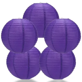 5-PACK 28" Plum Purple Jumbo Round Paper Lantern, Even Ribbing, Chinese Hanging Wedding & Party Decoration