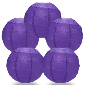 5-PACK 32" Plum Purple Round Paper Lantern, Crisscross Ribbing, Hanging Decoration