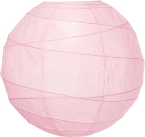 5-PACK 32" Rose Quartz Pink Round Paper Lantern, Crisscross Ribbing, Chinese Hanging Wedding & Party Decoration