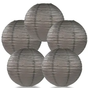 5-PACK 36" Driftwood Grey Jumbo Round Paper Lantern, Even Ribbing, Chinese Hanging Wedding & Party Decoration