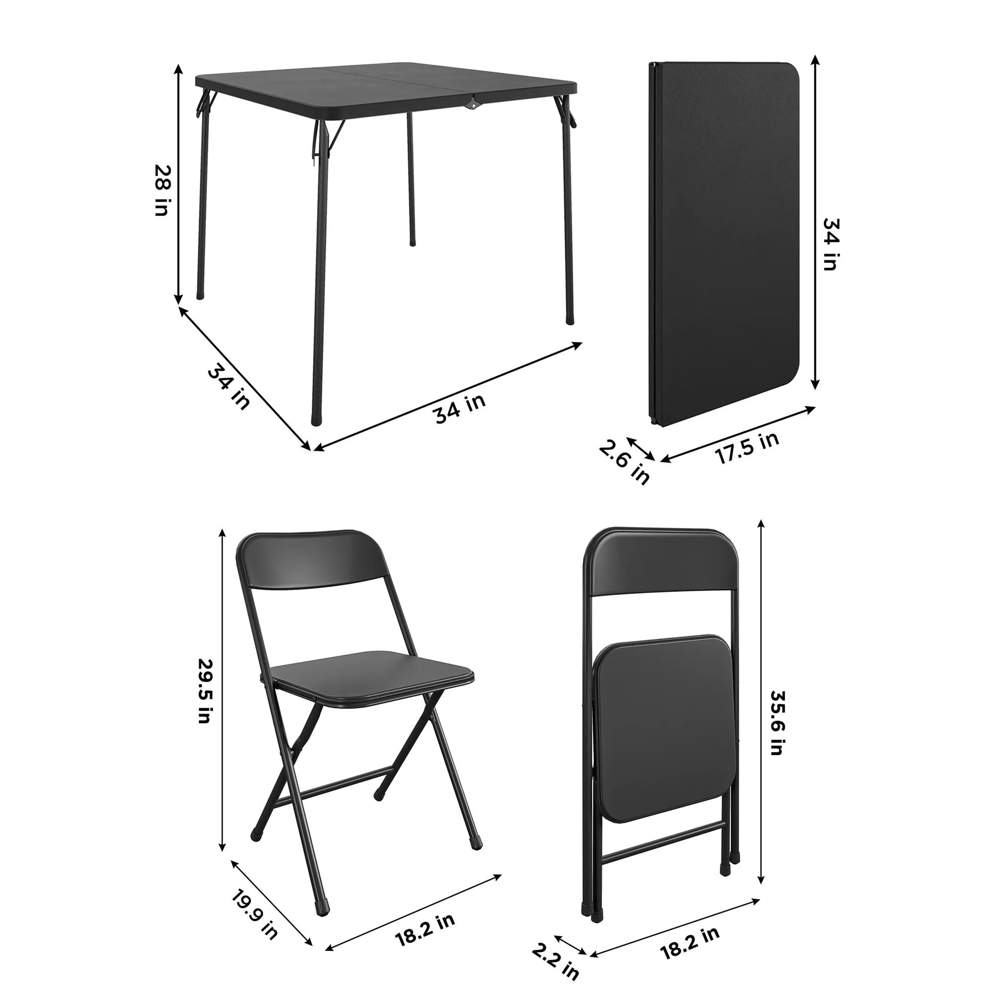 5-Piece Solid Resin Centerfold Table & Chair Dining Set